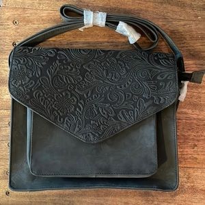 Black leather shoulder bag